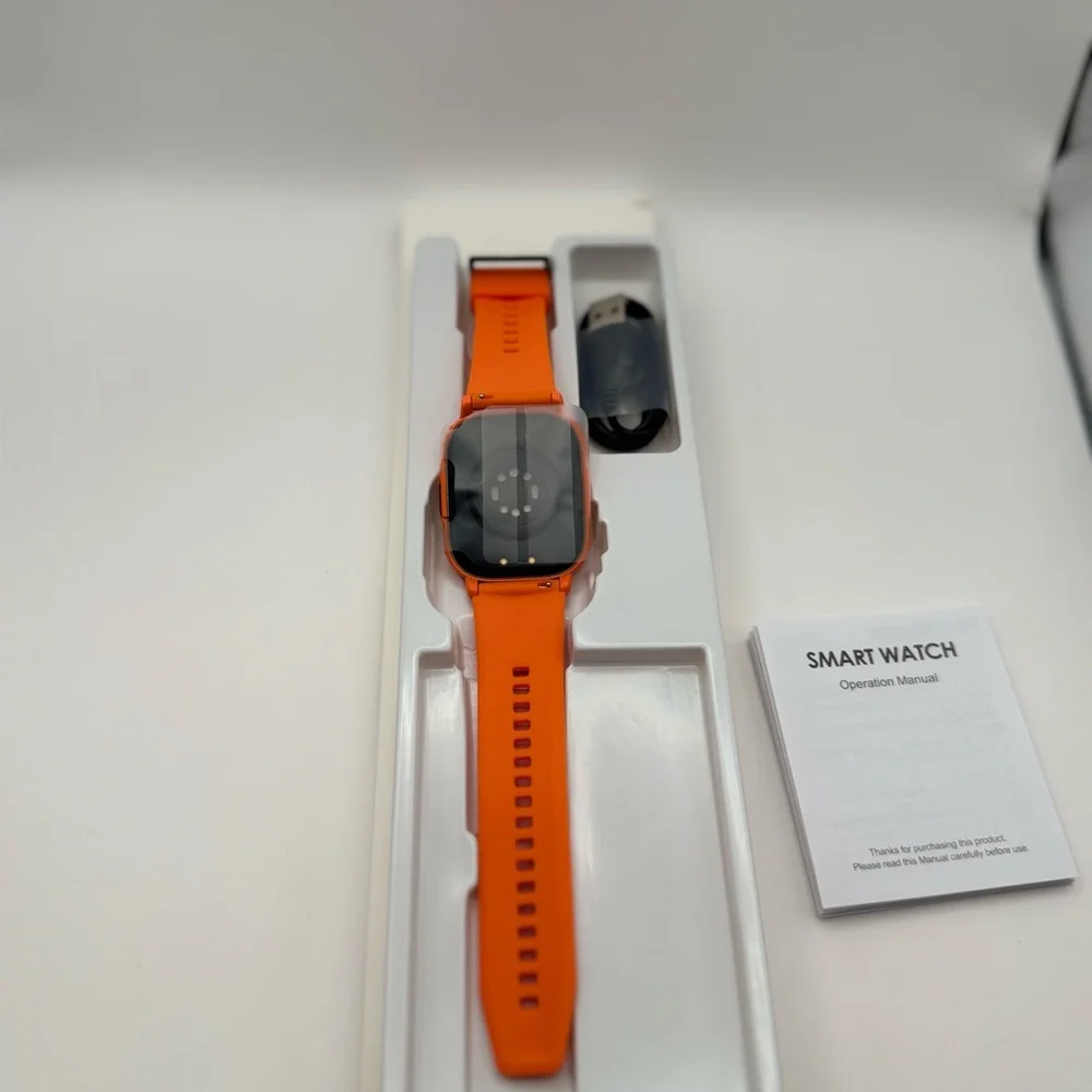 Orange Smart Watch with Charger